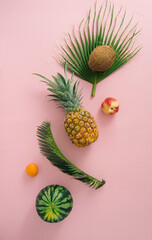 tropical fruits layout with copy space