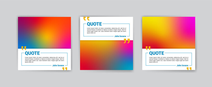 Collection of Social Media Post Design Templates for Quotes. Blurred background vector set with modern abstract blurred color gradient pattern.