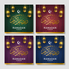 Ramadan kareem background and greeting card with lantern