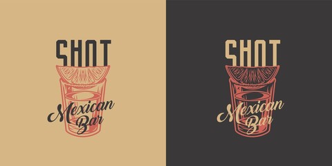 Tequila shot vector with lime and salt for cocktail bar. Vector design with mexican tequila for alcohol pab © Casoalfonso