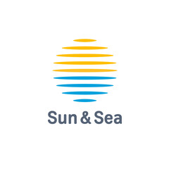 Vector logo design template. Sun and Sea sign.