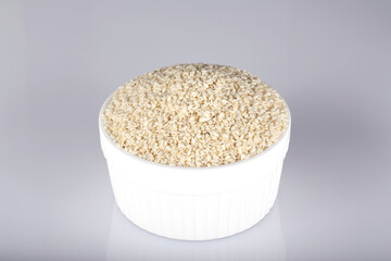 White sesame seeds. An ingredient for cooking. Ayurveda treatment. Alternative medicine.