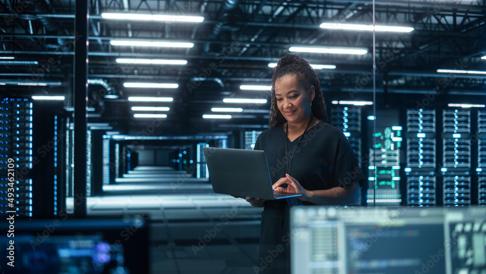 Poster Information Technology Specialist and Data Center Administrator Working on Personal Computer, Monitoring Web Services, Cloud Computing, Analytics Facility, Performing Maintenance and Cyber Security