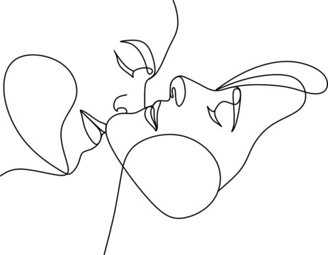 recommend clip art: Abstract man and woman touch  by one line vector drawing. Portrait minimalistic style. Botanical print. Nature symbol of cosmetics. Modern continuous line art. Fashion print. Beaty salon