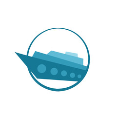 Logo illustration for a marine company. Yacht, vessel, ship, boat icon.