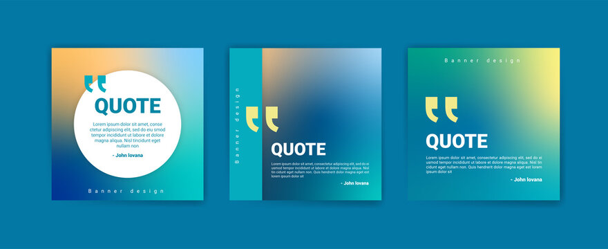 Collection of Social Media Post Design Templates for Quotes. Blurred background vector set with modern abstract blurred color gradient pattern.