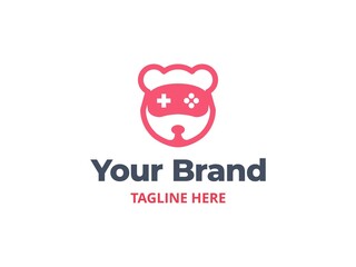 bear game logo design template animal concept controller