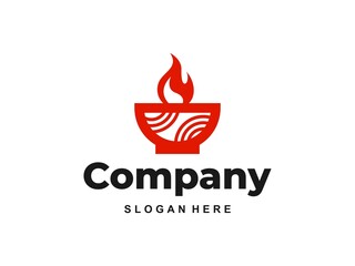 hot spicy ramen noodle with bowl and fire logo