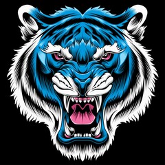 angry tiger face vector illustration isolated on dark background