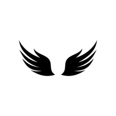 simple wings icon illustration design, flat wings symbol silhouette template vector