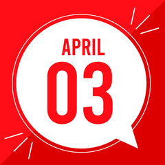 A vector illustration with text: April 3 st day.