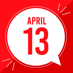 A vector illustration with text: April 13 st day.