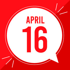 A vector illustration with text: April 16 st day.