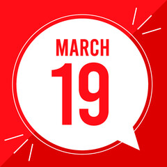A vector illustration with text: March 19 st day.