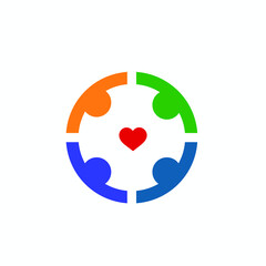 Four heart love people logo

