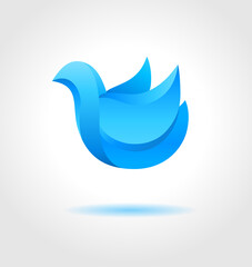 Abstract blue bird. Origami bird icon.