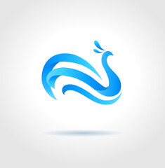 Blue bird. Creative symbol of fortune and success