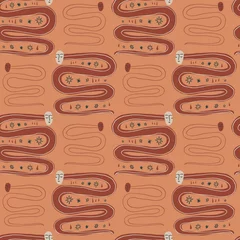 Behang Boho stijl Terracotta slangen boho naadloze patroon vector