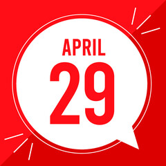 A vector illustration with text: April 29 st day.