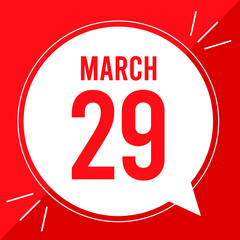 A vector illustration with text: March 29 st day.