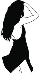 Hand drawing of female portrait in one line with floral element, vector illustration for print, posters