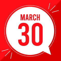 A vector illustration with text: March 30 st day.