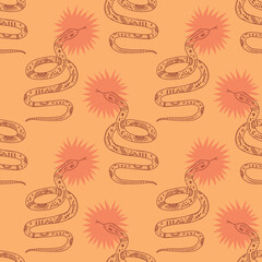 Terracotta snakes boho seamless pattern vector