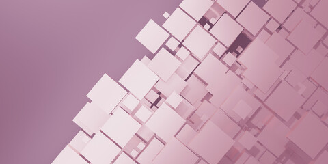 golden cube background Abstract gold geometric reflection glitter 3D illustration