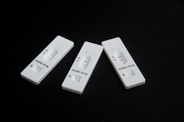 Side view of COVID-19 test on deadly Corona virus infection. Pandemic concept