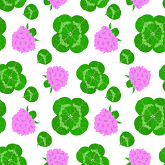 Clover leaves and clover flower. Seamless pattern. Can be used for wallpaper, fill web page background, surface textures