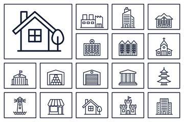 Building set icon symbol template for graphic and web design collection logo vector illustration