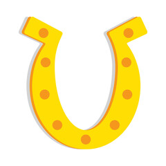 Golden horseshoe icon isolated on white background. Vector illustration