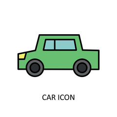 Vector illustration with car icon. Outline drawing