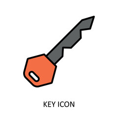 Vector illustration with key icon. Outline drawing