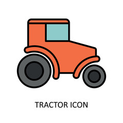 Vector icon with tractor icon. Outline drawig.