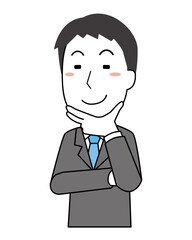 期待してうれしそうな男性