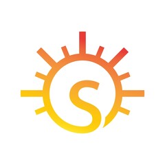 Letter S and sun logo template vector icon