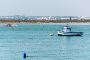 Obraz premium Fishing boats on the Cachucha beach in Puerto Real, Cadiz. Andalusia, Spain. Europe. 