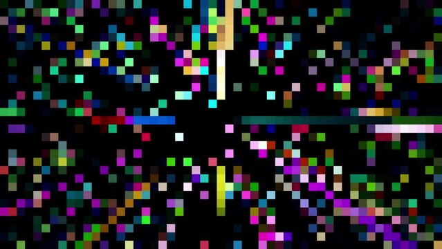 colourful pixel art of fly in space, 2D abstract low resolution animation