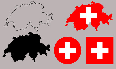 swiss map flag icon set