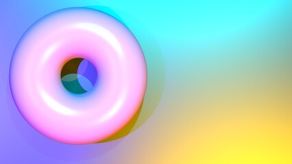 Bright pink circle inflated. Round pink donut. Abstract pink round. 3D render illustration.