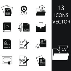 CV and Resume and Self Presentation icons set . CV and Resume and Self Presentation pack symbol vector elements for infographic web