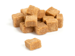 brown cane sugar isolated on white background