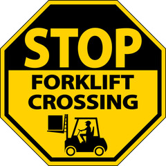 Stop Forklift Crossing Sign On White Background