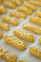 The Kaasstengels (Dutch cheese finger cookies) are ready to bake