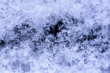 Ice and snow on a black background