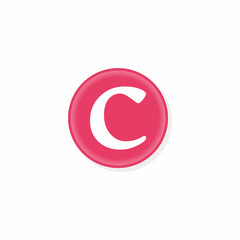 Illustration of letter C icon rounded on a white background.