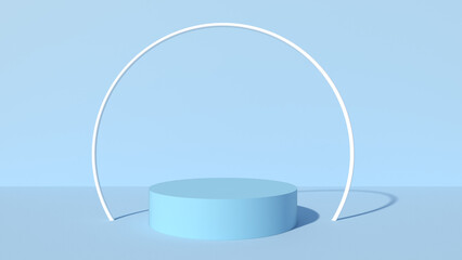 Abstract geometric background blue ring 1 mock up scene with podium geometry shape for product display. 3D rendering	