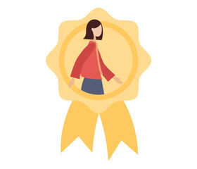 HR recognition icon. Best specialist or candidate. Rewarding an employee. Business success, human resource, recognition concept. Vector flat illustration
