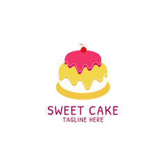 Sweet cake logo icon design template. Elegant, luxury, premium vector